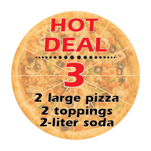 Super Hot Deal #3 Two Large Pizza w/ 2 toppings, 2 Liter Soda